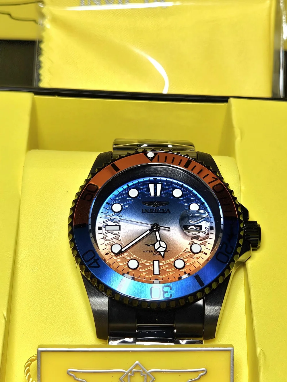 NWT Invicta Pro Diver Vectide Sunset Watch Black Stainless Steel 50976